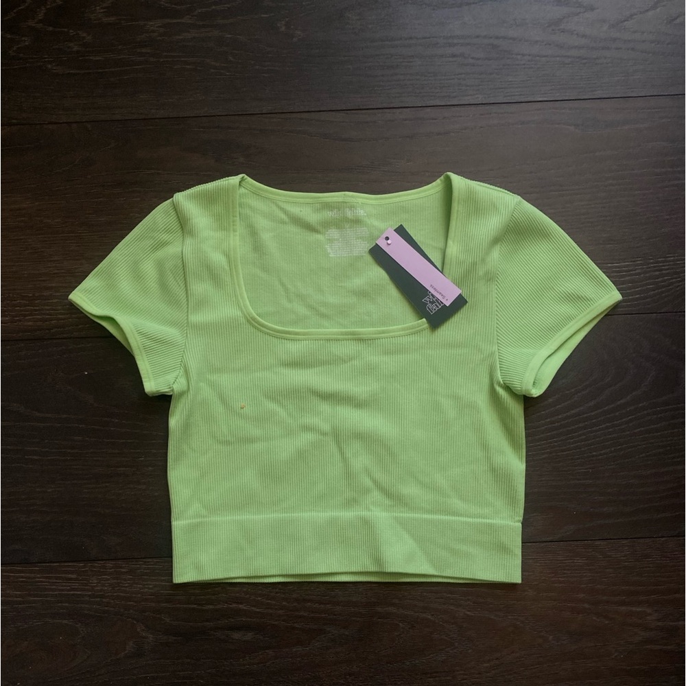Neon Green Shortsleeved Crop Top Shirt